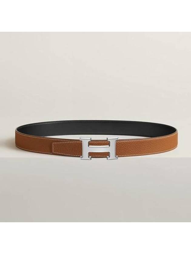 H Buckle Reversible Double Sided 32mm Black Gold 90 Silver Glossy Men s Leather Belt H064544CK05 - HERMES - BALAAN 2