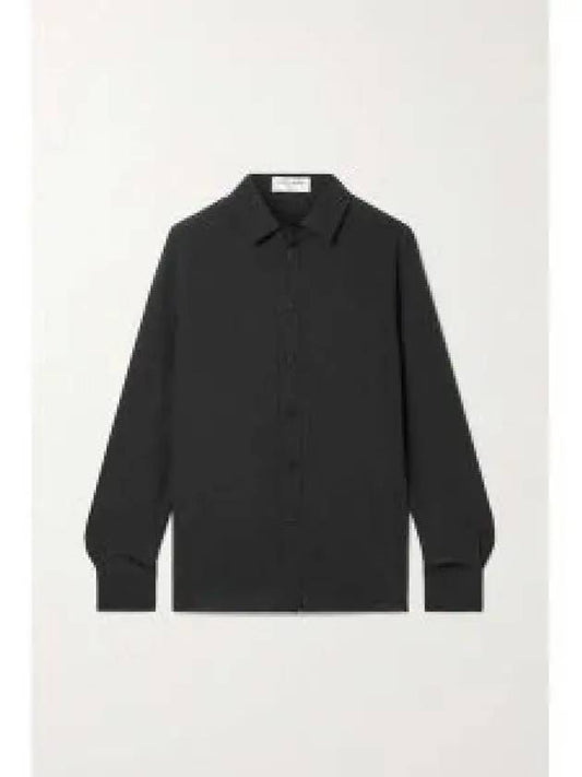 Basic Slim Fit Silk Shirt Black - SAINT LAURENT - BALAAN 2