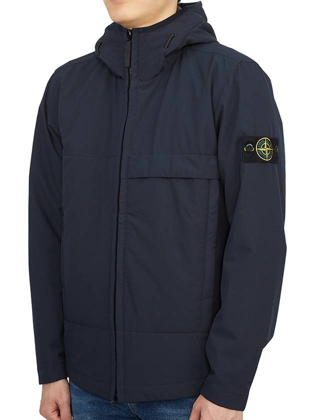 Men's Soft Shell Wappen Hooded Jacket Navy Blue - STONE ISLAND - BALAAN.