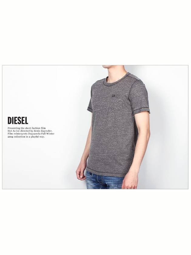 Men Short Sleeve TShirt Pocket Round Bokashi Gray 99H - DIESEL - BALAAN 3