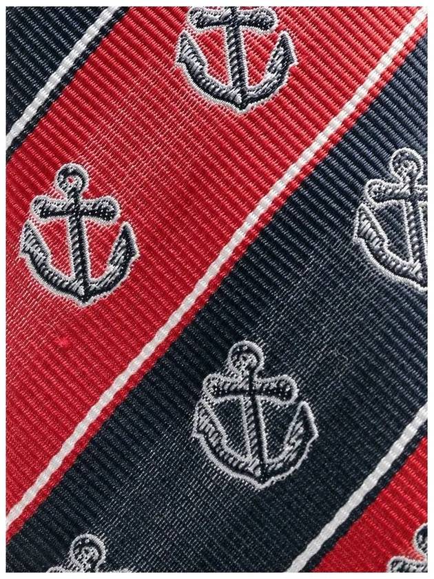 Anchor Stripe Silk Tie Black Red - THOM BROWNE - BALAAN 5