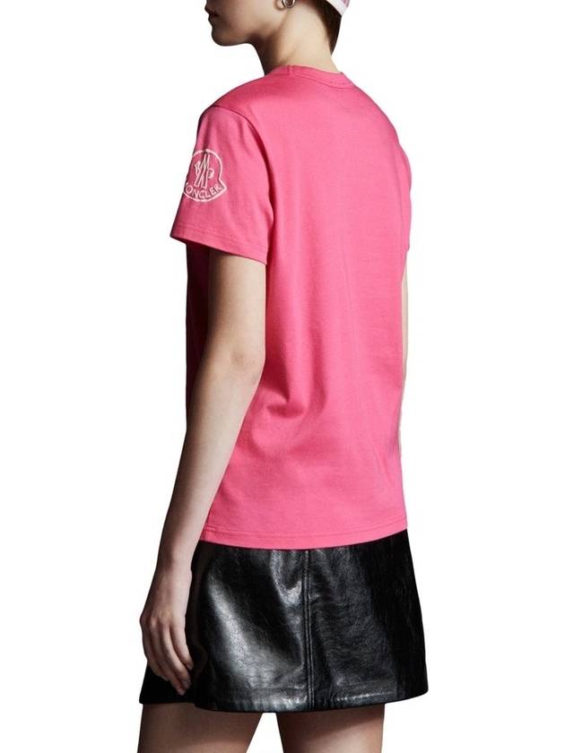 Logo Accent Short Sleeve T-Shirt Pink - MONCLER - BALAAN 4