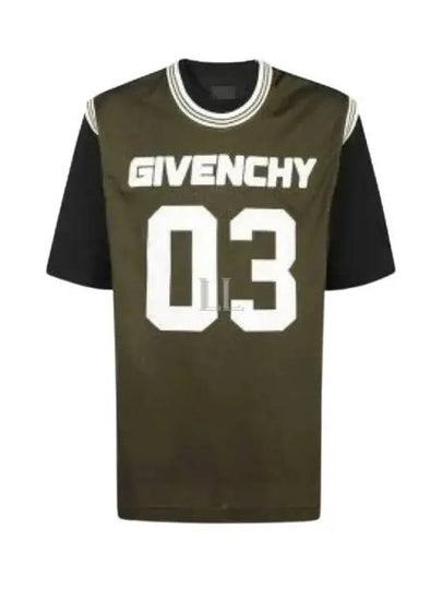 Overlapped Mesh and Jersey Short Sleeved T-Shirt Black Khaki - GIVENCHY - BALAAN 2