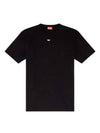 Oval D Logo Cotton Short Sleeve T-Shirt Black - DIESEL - BALAAN 4