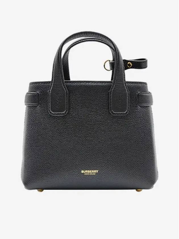 House Check Banner Baby Leather Tote Bag Black - BURBERRY - BALAAN 3