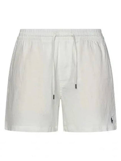 Embroidered Pony Logo Prepster Linen Shorts White - POLO RALPH LAUREN - BALAAN 2