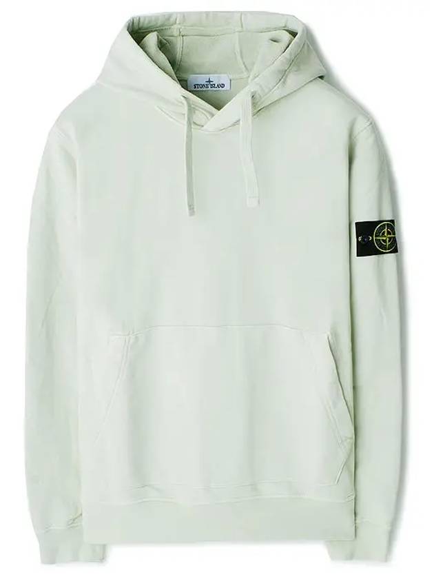 Logo Patch Cotton Fleece Hoodie Musk Green - STONE ISLAND - BALAAN 2