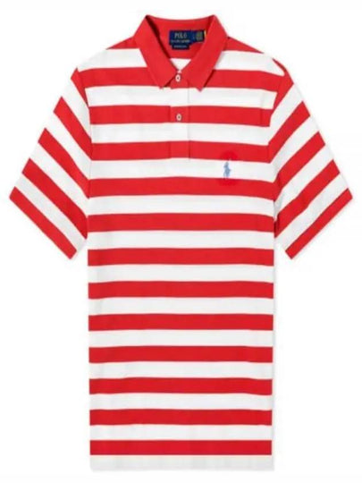 Embroidery Logo Stripes Cotton Polo Shirt White Red - POLO RALPH LAUREN - BALAAN 2