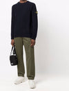 Waffen Patch Round Neck Wool Knit Top Navy - STONE ISLAND - BALAAN 5