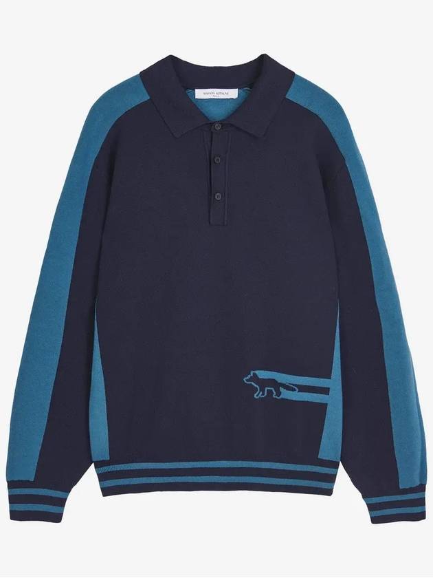 Flash Fox Polo Knit Top Lake Blue - MAISON KITSUNE - BALAAN 2