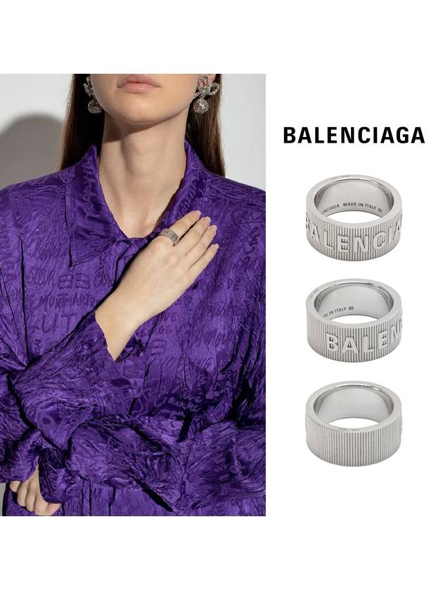 Striped Logo Ring Silver - BALENCIAGA - BALAAN 2