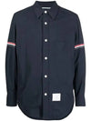 Three Stripes Armband Nylon Long Sleeve Shirt Navy - THOM BROWNE - BALAAN 2