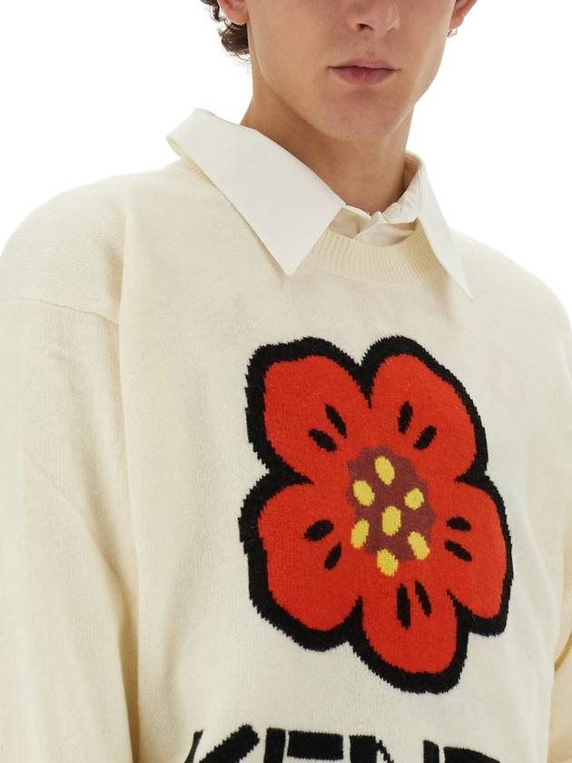 Boke Flower Merino Wool Knit Top Off White - KENZO - BALAAN 5