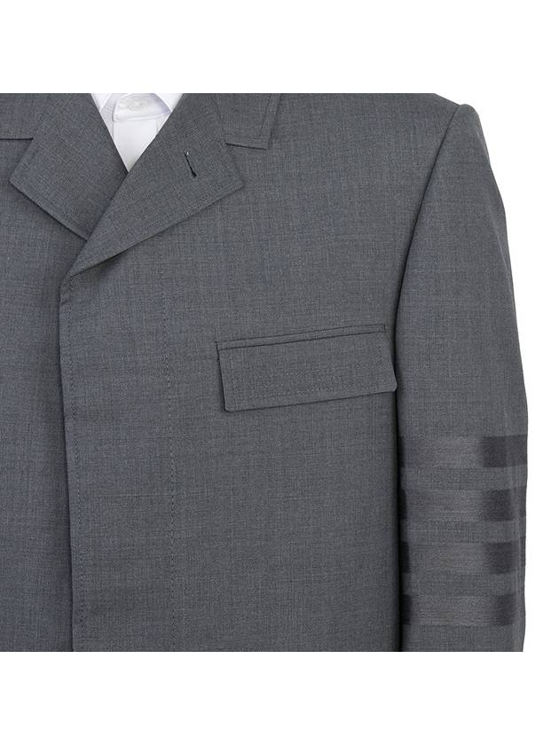 Men's Plain Weave 4 Bar Chesterfield Over Single Coat Dark Grey - THOM BROWNE - BALAAN.