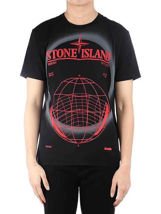 logo spray printing short sleeve t-shirt black - STONE ISLAND - BALAAN.