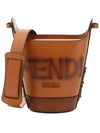 Logo Embossed Bucket Shoulder Bag Brown - FENDI - BALAAN 3