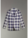 Men's Soho Fit Linen Check Jacket Navy - BURBERRY - BALAAN 6