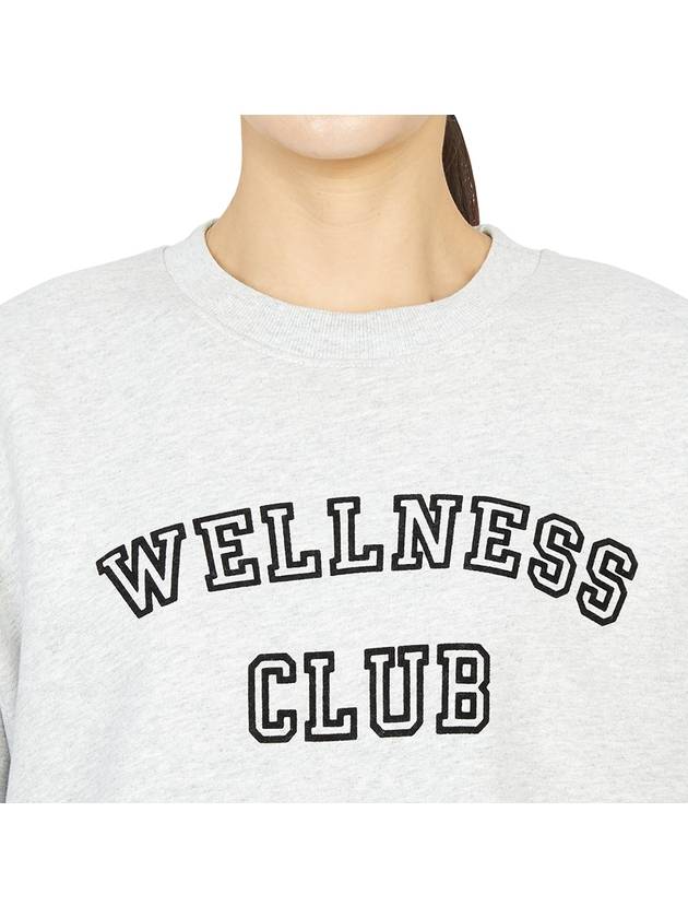 Wellness Club Flock Crew Neck Cotton Sweatshirt Light Grey - SPORTY & RICH - BALAAN 9