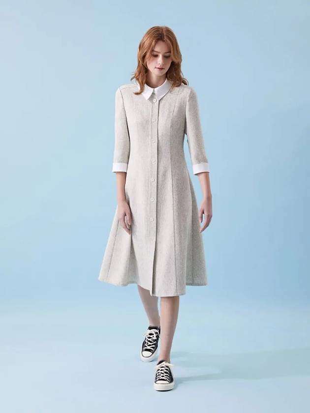 Collar color matching middle dress cool gray 045 - VOYONN - BALAAN 9