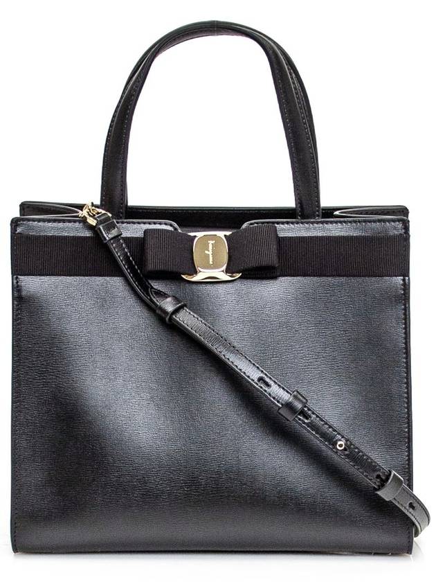 Vara Bow Top Handle Tote Bag Black - SALVATORE FERRAGAMO - BALAAN 3