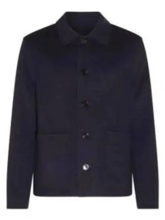 Pocket Patch Wool Blend Jacket Navy - AMI - BALAAN 2