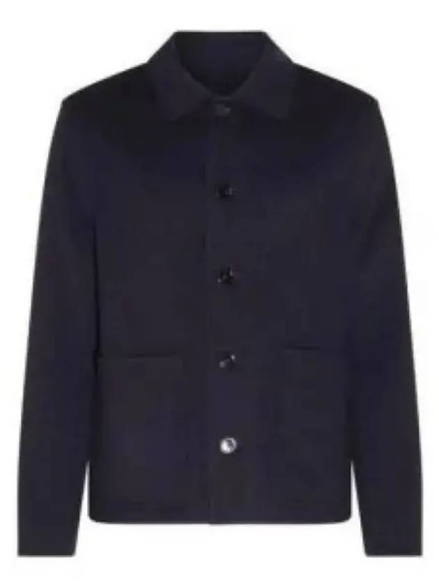 Pocket Patch Wool Blend Jacket Navy - AMI - BALAAN 2