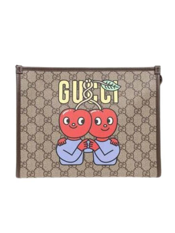 GG Supreme Clutch Bag Beige - GUCCI - BALAAN 1