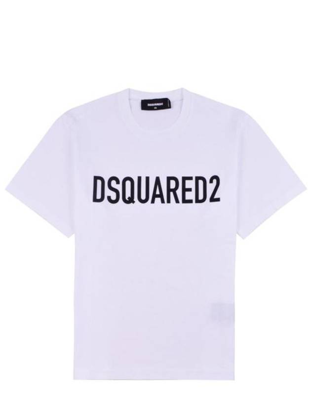 Logo Print Short Sleeve T Shirt White - DSQUARED2 - BALAAN 1