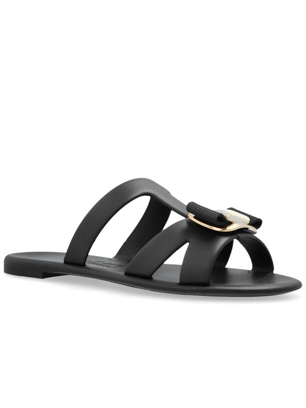 FERRAGAMO Rubber Slides With Application, Women's, Black - SALVATORE FERRAGAMO - BALAAN 4