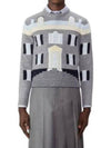 House Intarsia Wool Knit Top Light Grey - THOM BROWNE - BALAAN 2