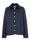 corduroy diamond quilting jacket blue - BURBERRY - BALAAN.