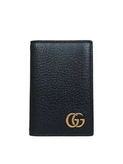 547075 Gold Logo Black Leather Marmont Card Wallet - GUCCI - BALAAN 2