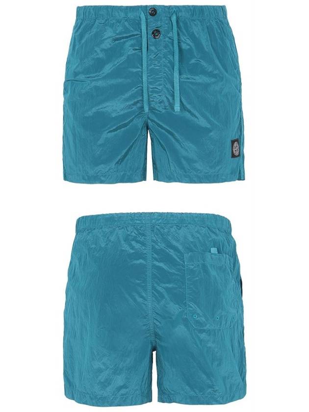 Logo Patch Nylon Metal Swim Shorts Blue - STONE ISLAND - BALAAN 5