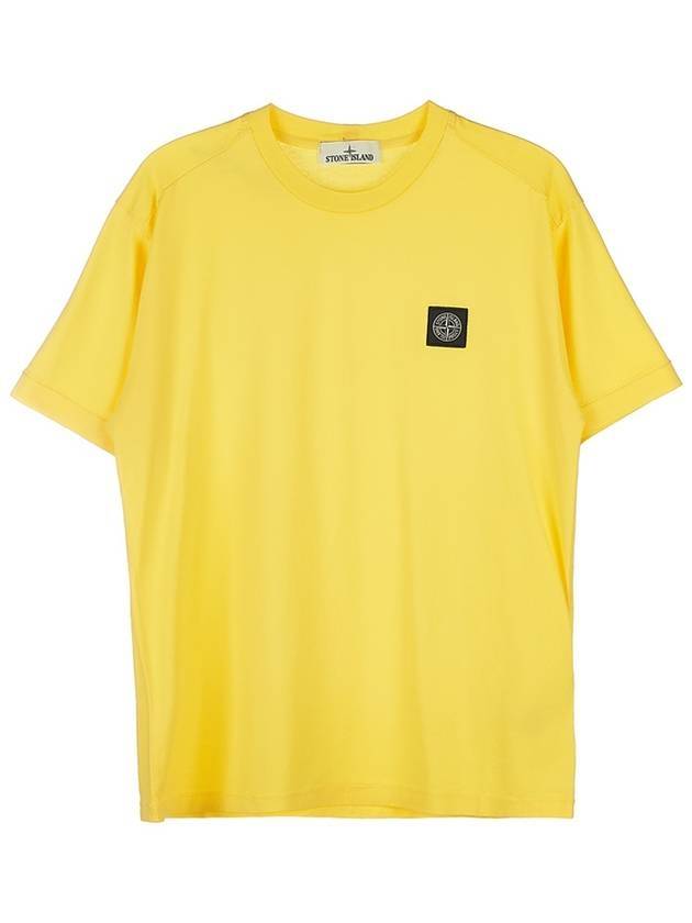 Logo Patch Cotton Short Sleeve T-Shirt Yellow - STONE ISLAND - BALAAN 1