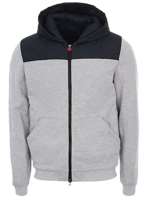 22FW UW1282 GRAY BIMATERIAL Cashmere Hooded Zipup Jacket - KITON - BALAAN 1