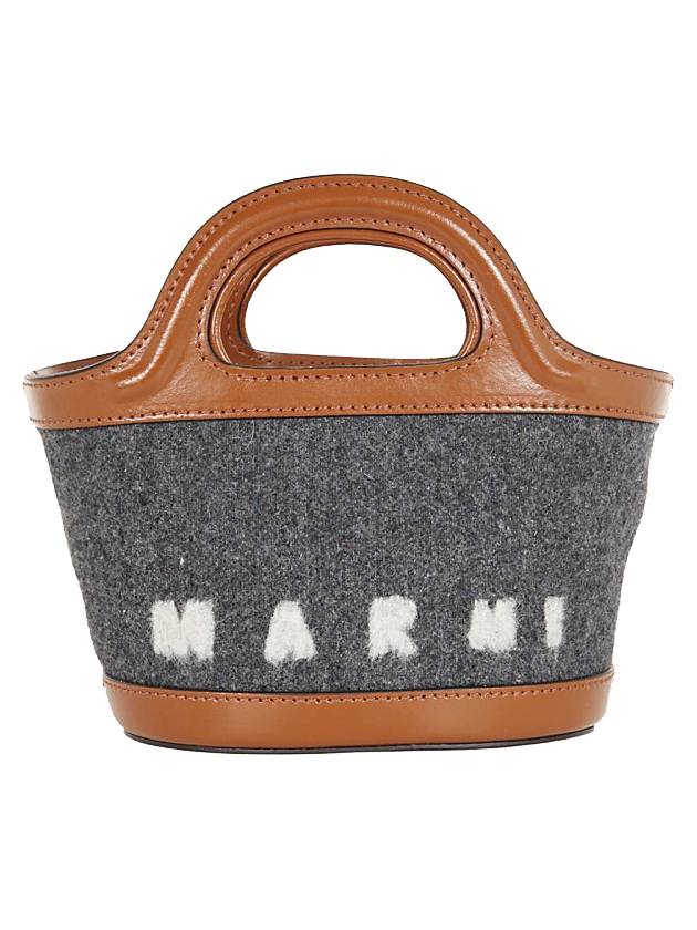 Tropicalia Basket Micro Tote Bag Dark Mocha Grey - MARNI - BALAAN 1