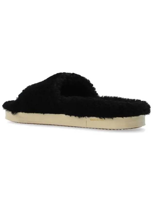 Leather Star Shearling Full Star Slippers Black - GOLDEN GOOSE - BALAAN 4