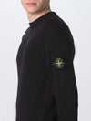 Men's Waffen Patch Crew Neck Raw Cotton Knit Top Black - STONE ISLAND - BALAAN 6