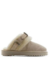 Chubby Shearling Suede Mule Hunter - BURBERRY - BALAAN 1