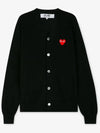 Men's Red Heart Wappen Wool Cardigan Black - COMME DES GARCONS PLAY - BALAAN 3