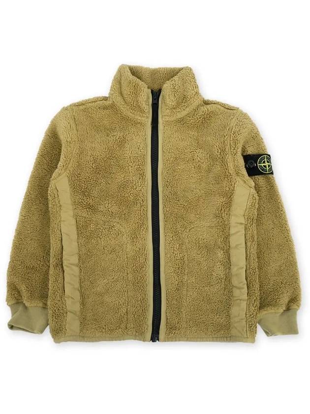 Kids Garment Dyed Cotton Polyester Terry Zip Up Jacket Mustard - STONE ISLAND - BALAAN 3