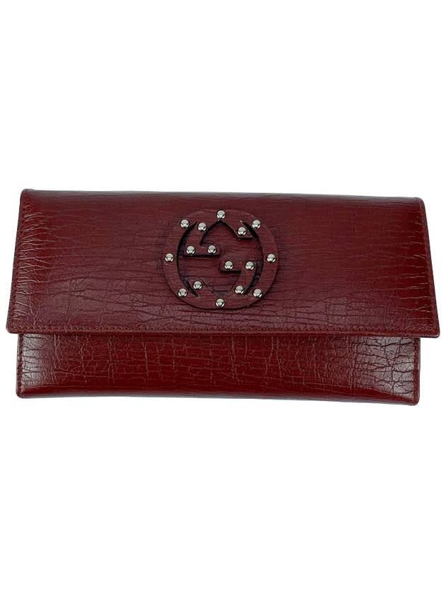 GG Logo Crack Pattern Antique Classic 3-Fold Long Wallet Burgundy - GUCCI - BALAAN 2