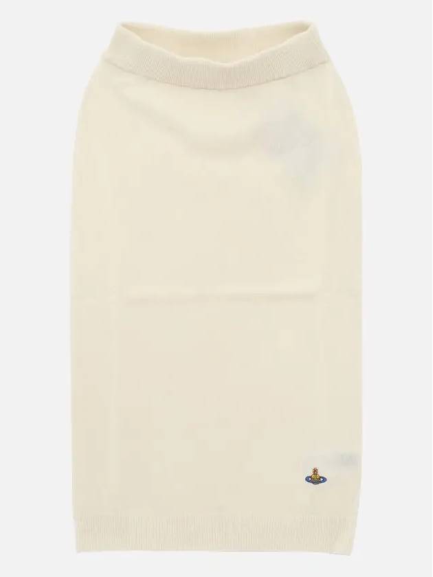 Women's Embroidered Logo Wool Pencil Skirt Ivory - VIVIENNE WESTWOOD - BALAAN 4