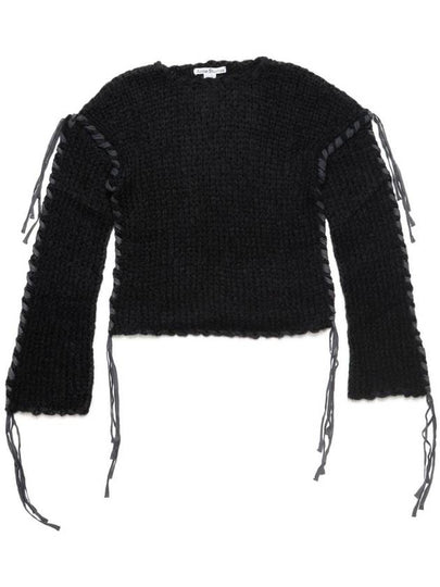 Lacing Drop Shoulder Knit Top Black - ACNE STUDIOS - BALAAN 2