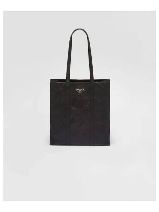 Small Antique Nappa Leather Tote Bag Black - PRADA - BALAAN 2