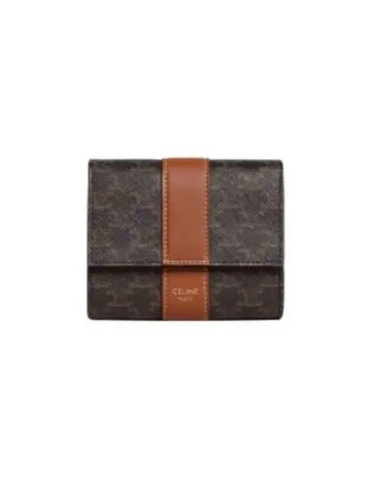 Triomphe Canvas Lambskin Trifold Small Half Wallet Tan - CELINE - BALAAN 2