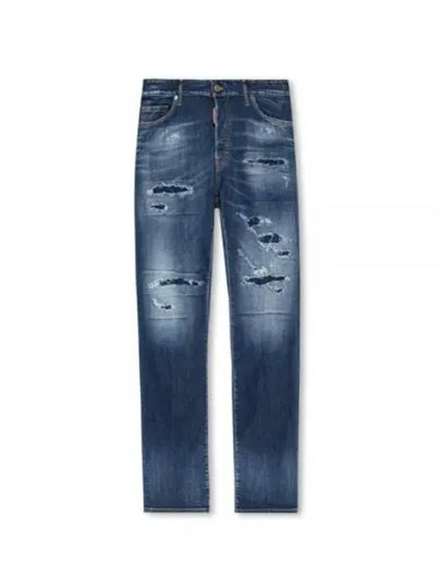 Distressed Faded Straight Jeans Blue - DSQUARED2 - BALAAN 2