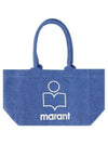 Yenky Zipper Logo Washed Cotton Tote Bag Blue - ISABEL MARANT - BALAAN 1