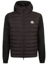 Logo Patch Knit Goose Padded Cardigan Black - MONCLER - BALAAN 2