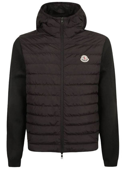 Logo Patch Knit Goose Padded Cardigan Black - MONCLER - BALAAN 2